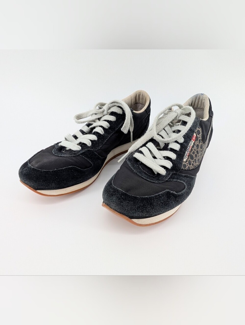 Diesel Black and White Women's Lace-Up Sneakers